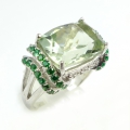 Bild 2 von  Glamorous 925 Silver ring with green Brazil Amethyst SZ 6.5 (Ø17 mm)
