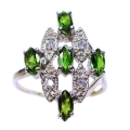 925 Silver Ring with Top Green Chrome Diopside Gems, SZ10 (Ø 19,9 mm)
