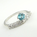 Fine 925 Silver Ring with Top Blue Cambodia Zircon SZ 59 (Ø 18,8 mm)