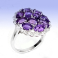 925 silver ring with Intensive Violet Uruguay Amethyst, SZ 8.5 (Ø18,5 mm)
