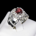 925 Silver Ring with dark Red Rhodolite Garnet, SZ 6 (Ø 16.5 mm)
