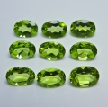 7.22 ct VS! 9 pieces fine green oval 7 x 5 mm Pakistan Peridot Gemstones. Nice color !