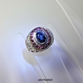 Bild 4 von Antikstyle 925 Silver Ring with Blue Star Star Sapphire, Z 9.25 (Ø 19.2 mm)