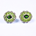 Nice 925 Silver Earrings with Genuine Peridot & Chrome Diopside Gemstones.
