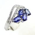 Bild 2 von 925 silver ring with Genuine Royal Blue Africa Sapphires Size 56.5 (Ø18 mm)