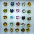 3.56 ct. 25 pieces fine round unheated. 3.4 mm Multi Color Brazil Tourmalines