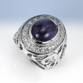 Nobler 925 Silber Antik Style  Ring mit echtem 10.65ct Bolivien Amethyst GR 54,5