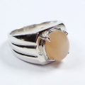 Bild 2 von Great 925 Silver Ring with oval India Moonstone, SZ 7.25 (Ø17.7 mm)