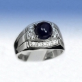 Edler 925 Silber Ring mit echtem Dunkelblauen Afrika Saphir GR 59,5