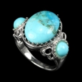Elegant 925 Silver Ring with natural Arizona Turquoise SZ 7.25 (Ø 17,7 mm)