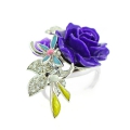 Bild 4 von 925 Silver Flower ring with Enamel & Zirconia, SZ 7 (Ø 17,5 mm)