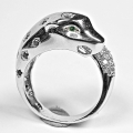Bild 2 von 925 Silver Ring with Spinel & Chrome Diopside Gems SZ 8 (Ø 18 mm)