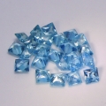 Bild 2 von 5.75 ct! 24 Stück blaue Prinzess  3x3 mm  Kambodscha Zirkone. Schöne Farbe!