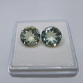 10.82 ct. Fine pair of green 12 mm Brazil Amethyst / Prasiolite Gemstones.