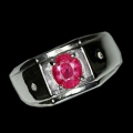 Nice 925 Silver Ring with Pink Red Mozambique Ruby, SZ 6.75 (Ø 17,2 mm)