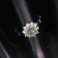 Bild 3 von Delicate 925 Silver Ring with round Multi-Color Opal, SZ 6 (Ø16.5 mm)