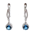 nice Pair of 925 Silver Earrings with genuine London Blue Topaz Gemstones