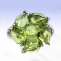 Bild 2 von Hübscher 925 Silber Ring mit Peridot Edelsteinen GR 50,5 (Ø 16,2 mm)