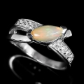 Zauberhafter 925 Silber Ring mit Multi-Color Opal,  GR 54,5 (Ø17.5 mm)