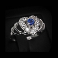 Feiner 925 Silber Ring in Herzform mit echtem Royalblauen Afrika Saphir  GR 59,5