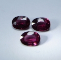 2.90 ct. 3 beatiful red purplish 7 x 5 mm Madagaskar Rhodolite Garnet Gemstones