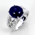 Fantastic 925 Silver Ring with Royal Blue Sapphire, SZ 8 (Ø 18 mm)