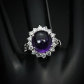 Bild 3 von 925 Silber Ring mit Brasilien Cabochon Amethyst, GR 60 (19,2 mm)