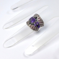 Bild 4 von 925 Silber Ring mit Uruguay Amethyst, Rubin & Saphir GR 54,5 (Ø 17,5mm)