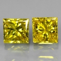 0.24 ct Edles Paar Gelbe Prinzess-Schliff Diamanten, VS-2 (Gute Qualität)