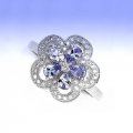 Fein dezenter 925 Silber Ring mit Blau- Violetten Tansanit Edelst.  GR 59,5