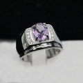 Traumhafter 925 Silber Ring mit Violettem 9 x 7 mm Bolivien Amethyst  GR 55