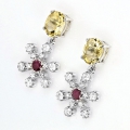 Bild 2 von 925 Silver Stud Earrings with genuine Citrine & Ruby Gemstones