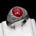 Bild 2 von 925 Silver Ring with natural. Mozambique Cabochon Ruby Size 9 (Ø 19 mm)