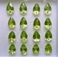 7.06 ct. 16 pieces fine green 6 x 4 mm Pakistan Peridot Pears. Nice color !