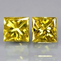 0.21ct Bezauberndes Paar Gelbe Prinzess- Schliff Diamanten, SI-1 (Gute Qualität)