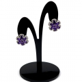 Bild 2 von 925 Silver Flower Earrings with genuine Amethyst Gemstones