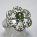 Attraktiver 925 Silber Ring mit grünem echten Afrika Saphir GR 55
