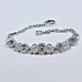 Beautiful 925 Silver Bracelet with genuine oval Tanzanite Gemstones, 190 mm
