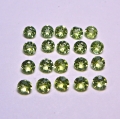 2.47 ct VS! 20 pieces fine green round 3 mm Pakistan Peridot Gemstones. Nice color !