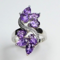 Bild 2 von Eleganter 925 Silber Ring mit Brasilien Amethyst Edelsteinen GR 57 (Ø 18.2 mm)