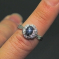 Bild 3 von 925 Silver Ring with dark Blue Star Sapphire, SZ 7.5 (Ø 17.8 mm)
