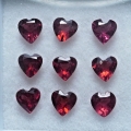 2.77 ct. 9 natural red garnet heart gemstones from Mosambique