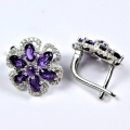 Bild 4 von 925 Silver Flower Earrings with genuine Amethyst Gemstones