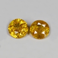 0.99 ct. Fine pair of round 5.2 mm Golden Yellow Titanite Sphene Gems