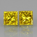 0.30 ct.  Edles Paar Top Gelbe 2.8 mm Prinzess- Schliff Diamanten