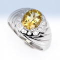 925 Silver Ring with golden Yellow Brazil Citrine, SZ 8 (Ø 18 mm)