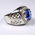 Bild 2 von 925 Silver Ring with Cornflower Blue Nepal Kyanite, SZ 8.5 (Ø 18.5 mm)