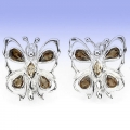 Schönes Paar 925 Silber Schmetterling Ohrstecker mit Brasilien Rauchquarz Edelst