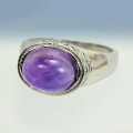 Vintage Style 925 Silber Ring mit echtem Bolivien Cabochon Amethyst GR 55