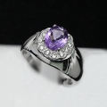 Edler 925 Silber Ring mit echtem 1.21 ct. Brasilien Amethyst GR 57